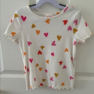 Cat & Jack Kids Heart Pattern Tee - White with Pink and Orange